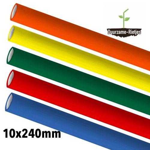 Lange papieren rietjes 10x240mm | Kleurenmix | 500st. | 5.000st.